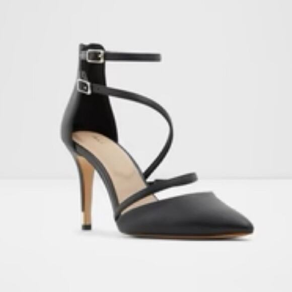 Aldo Black Strappy Shoes Heels Sandals Size 7 Torga EUC Women's Closed Toe - Picture 3 of 16